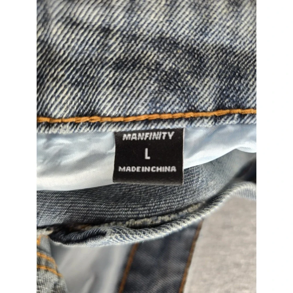 Shein Manfinity Jean Shorts Faded Distressed Raw Hem Size Large 34